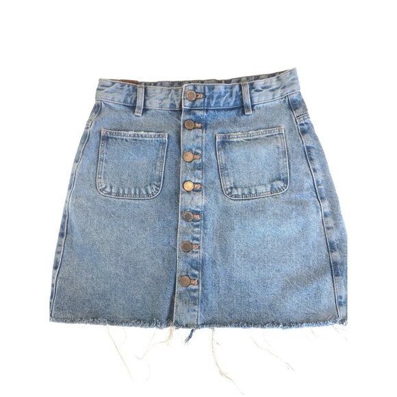 Zara Trafaluc Dresses & Skirts - Zara Trafaluc Light Wash Denim Button Front Skirt Sz 26 Y2k vibes Boho EUC